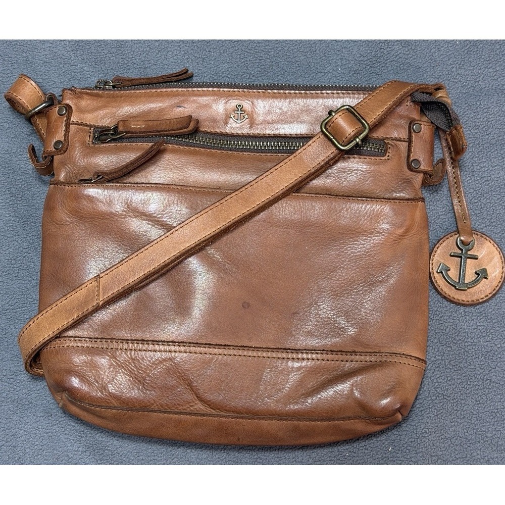 Harbour 2nd Isalie Crossbody Purse Handbag Brown Soft Washed Distressed Leather